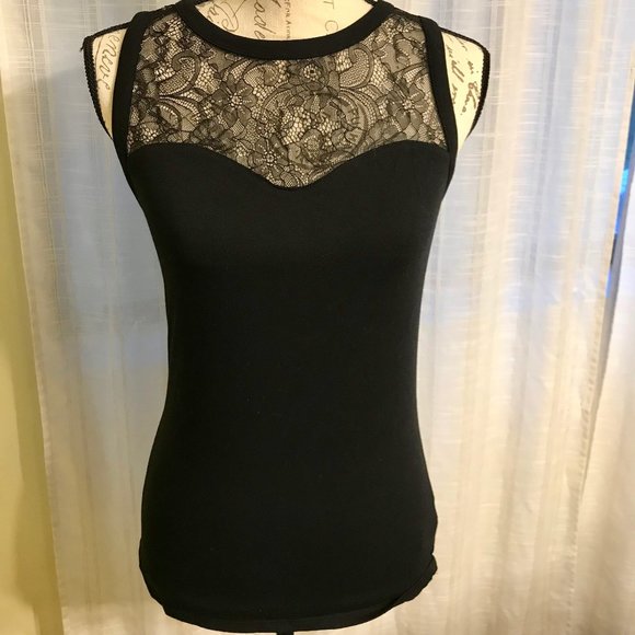 Express Tops - Express Lace Black Sleeveless Top NWT